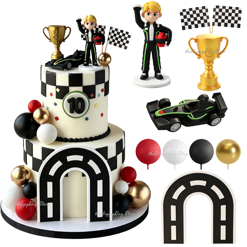 Lighting Mcqueen Birthday Decor - 26-1Pcs Racing Car Cake Decorations Race