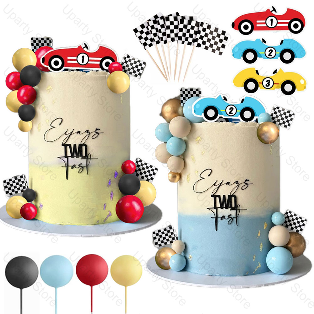 Lighting Mcqueen Birthday Decor - 33Pcs Race Car Cake Toppers Black