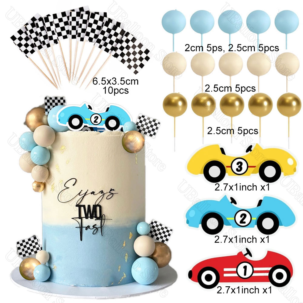 33Pcs Race Car Cake Toppers Bl - Lighting Mcqueen Birthday Decor review and price