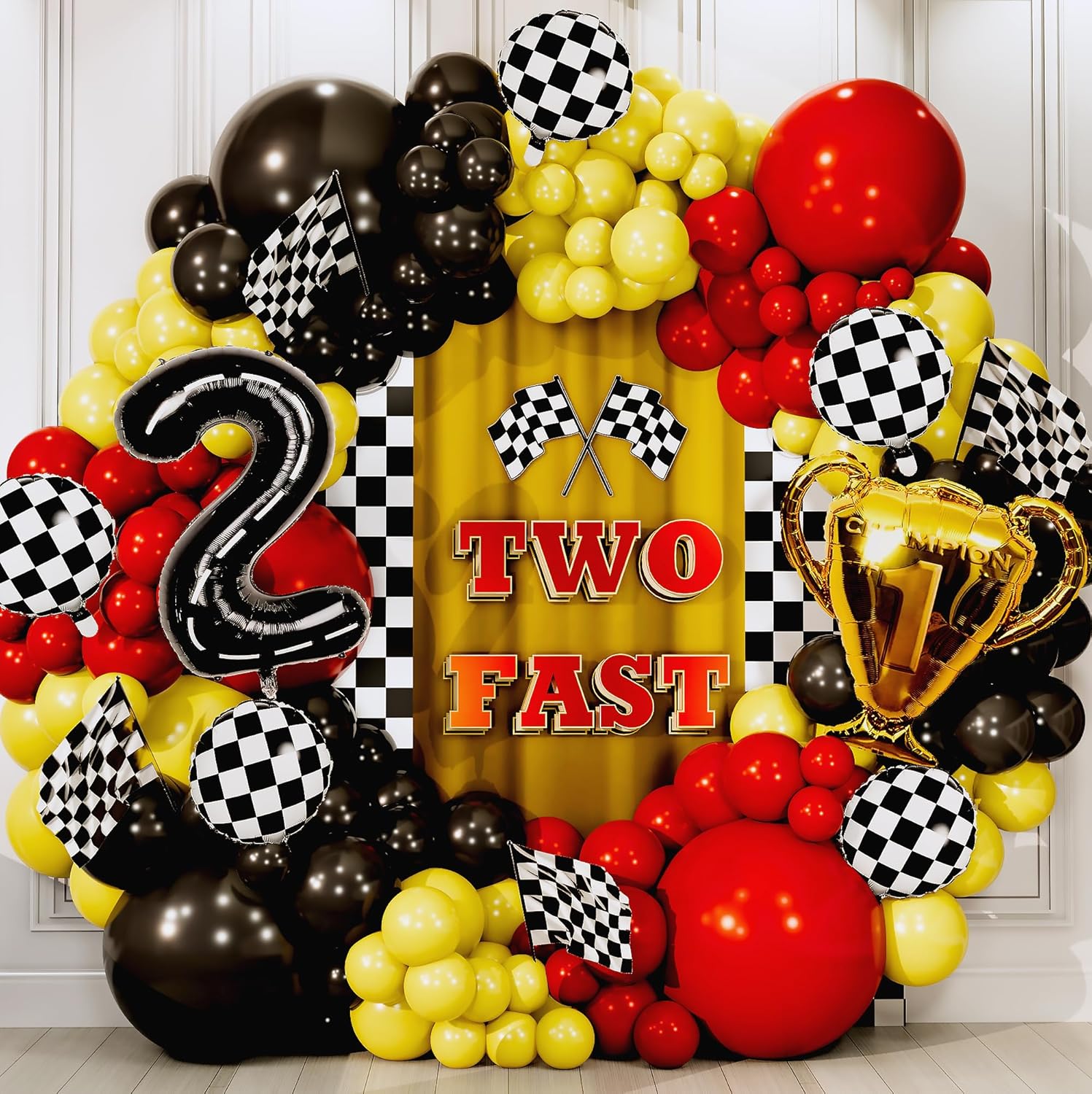 98-Piece Yellow and Black All- - Lighting Mcqueen Birthday Decor review and price